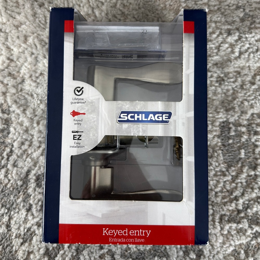 Schlage Accent Keyed Entry Door Lever Satin Nickel F51A ACC Brand New In Box